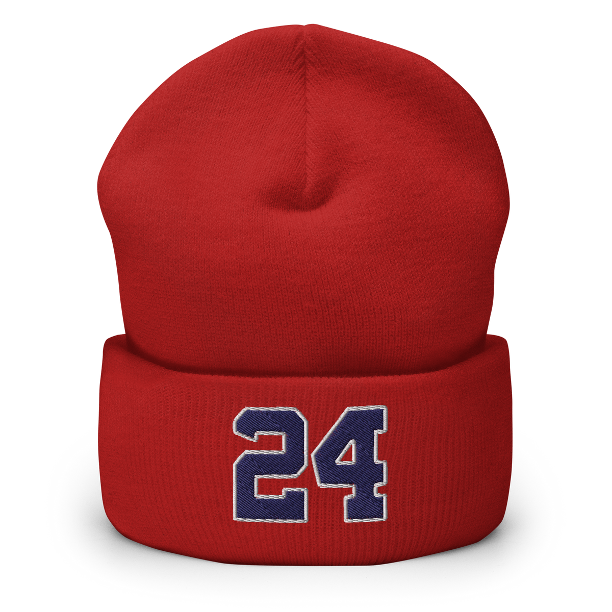 Legendary 24. Embroidered Cuffed Beanie, Red.