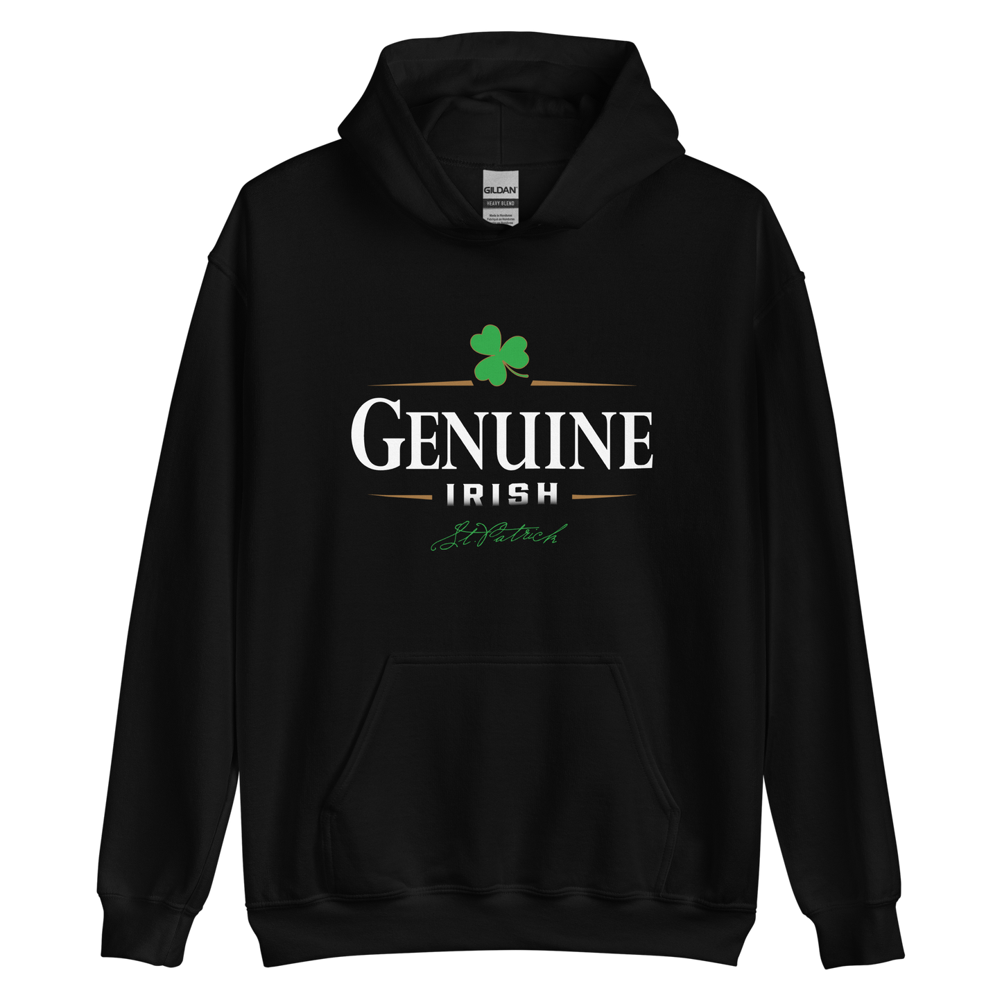 St. Patrick's Day. Genuine Irish Black Hoodie.