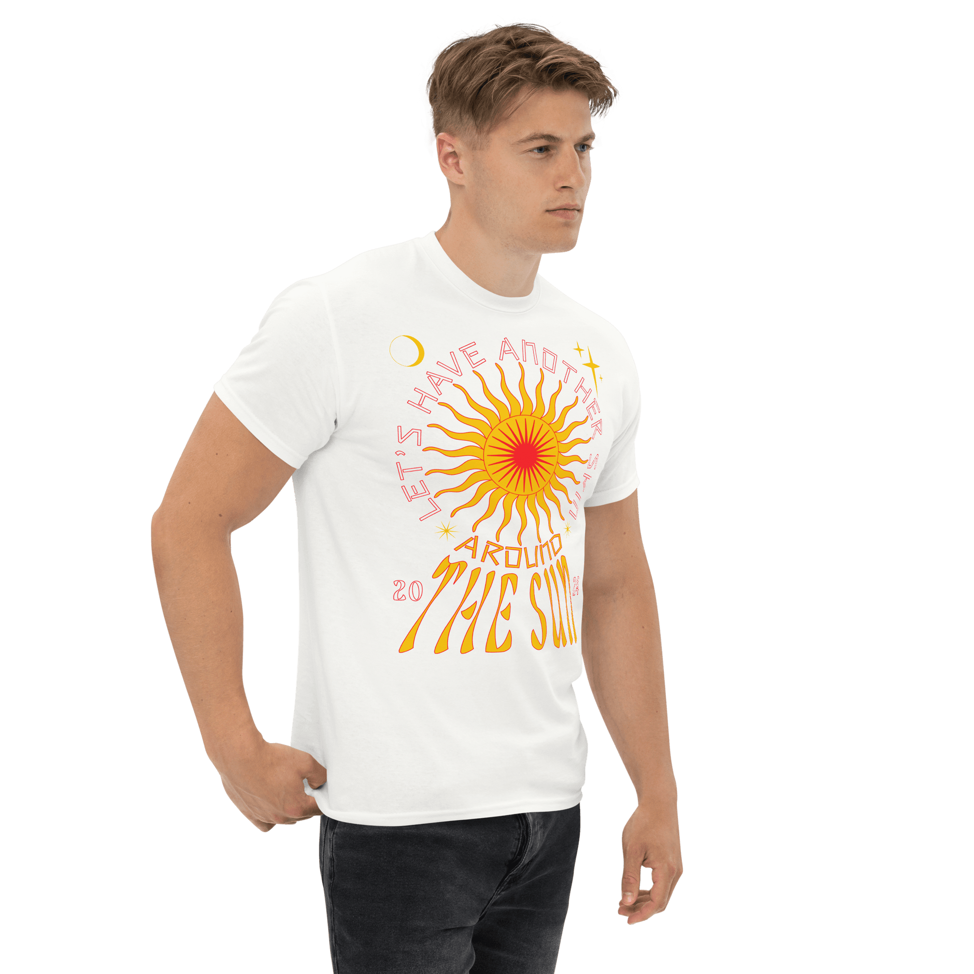 2024. Around The Sun. Classic T-shirt with a print on the front. - GRAFOTURE