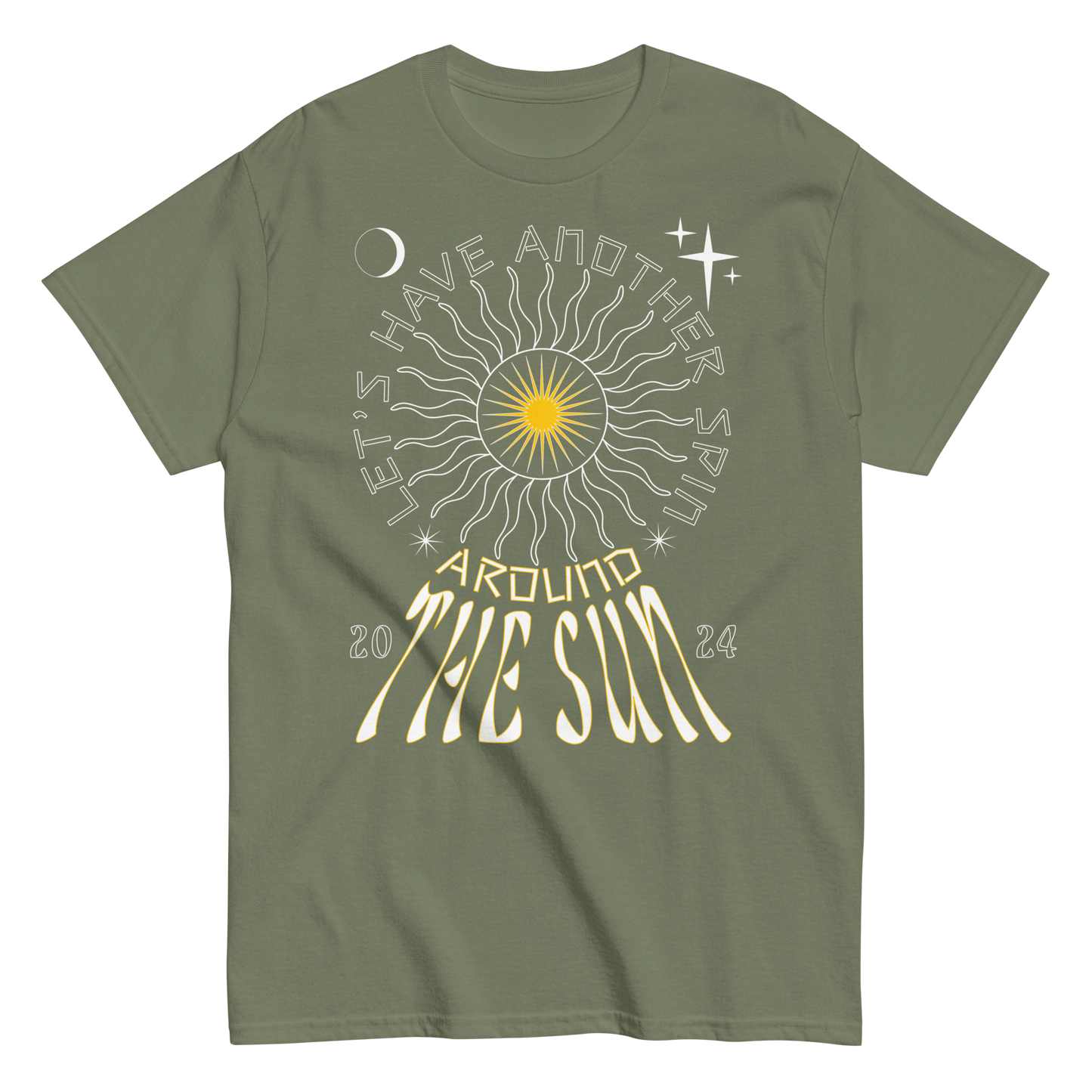 2024. Around The Sun. Classic T-shirt with a print on the front. - GRAFOTURE