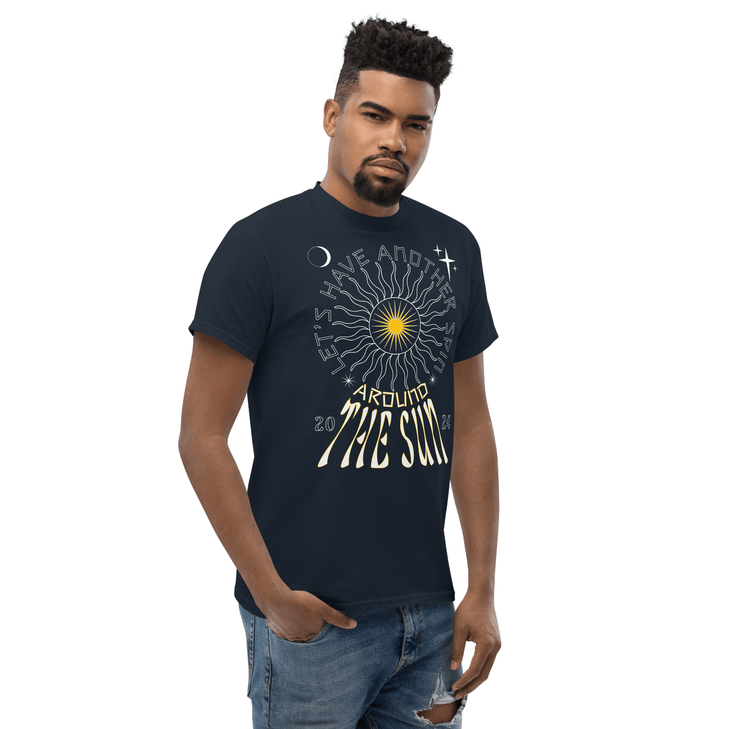 2024. Around The Sun. Classic T-shirt with a print on the front. - GRAFOTURE