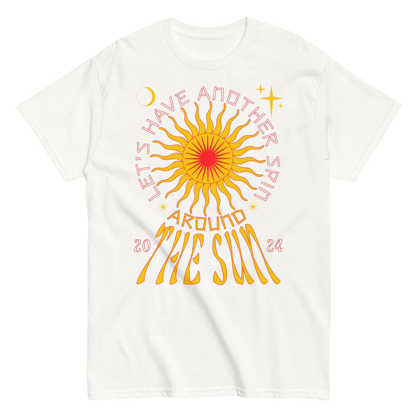 2024. Around The Sun. Classic T-shirt with a print on the front. - GRAFOTURE