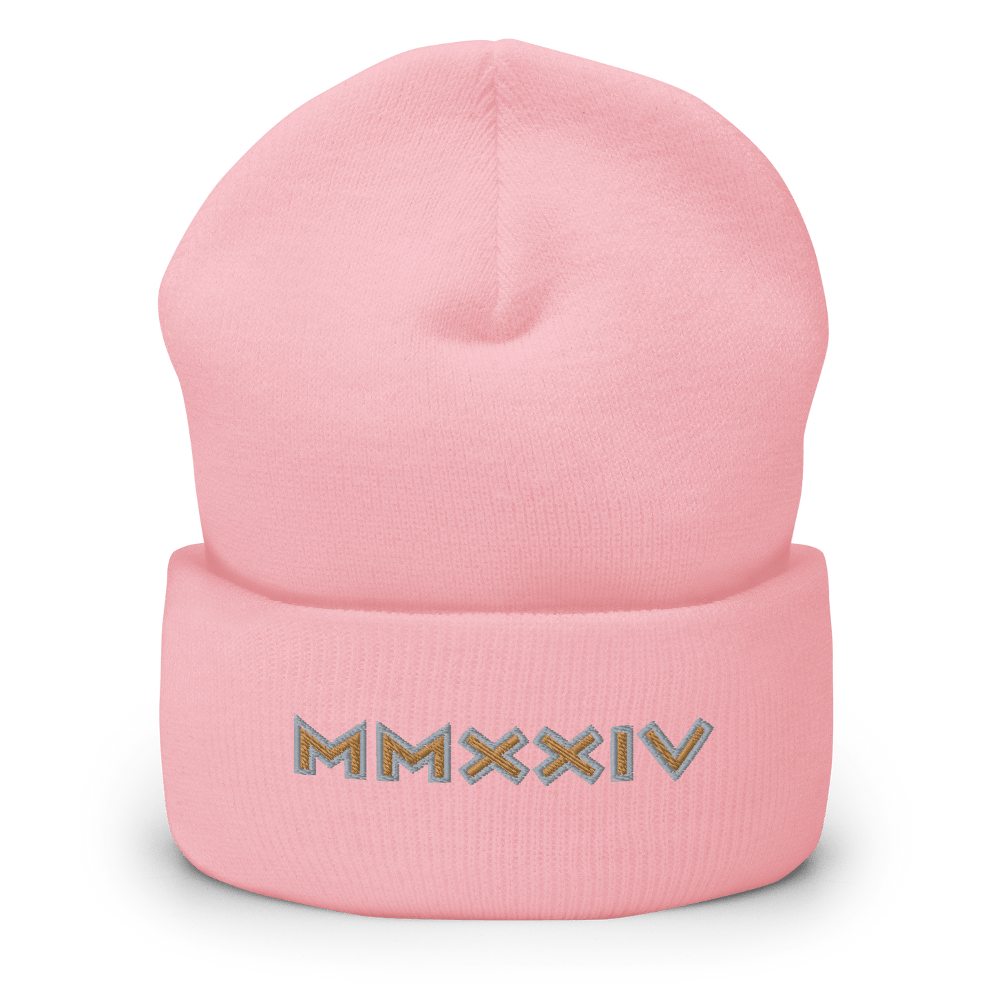 2024. MMXXIV. Cuffed Beanie with antique gold/silver embroidery on the front. - GRAFOTURE