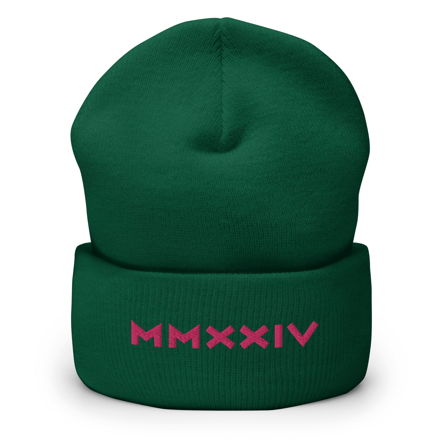 2024. MMXXIV. Cuffed Beanie with berry red embroidery on the front. - GRAFOTURE