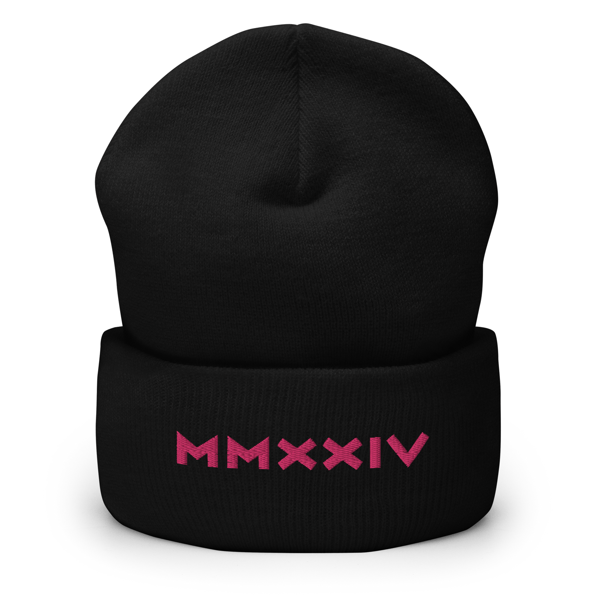 2024. MMXXIV. Cuffed Beanie with berry red embroidery on the front. - GRAFOTURE