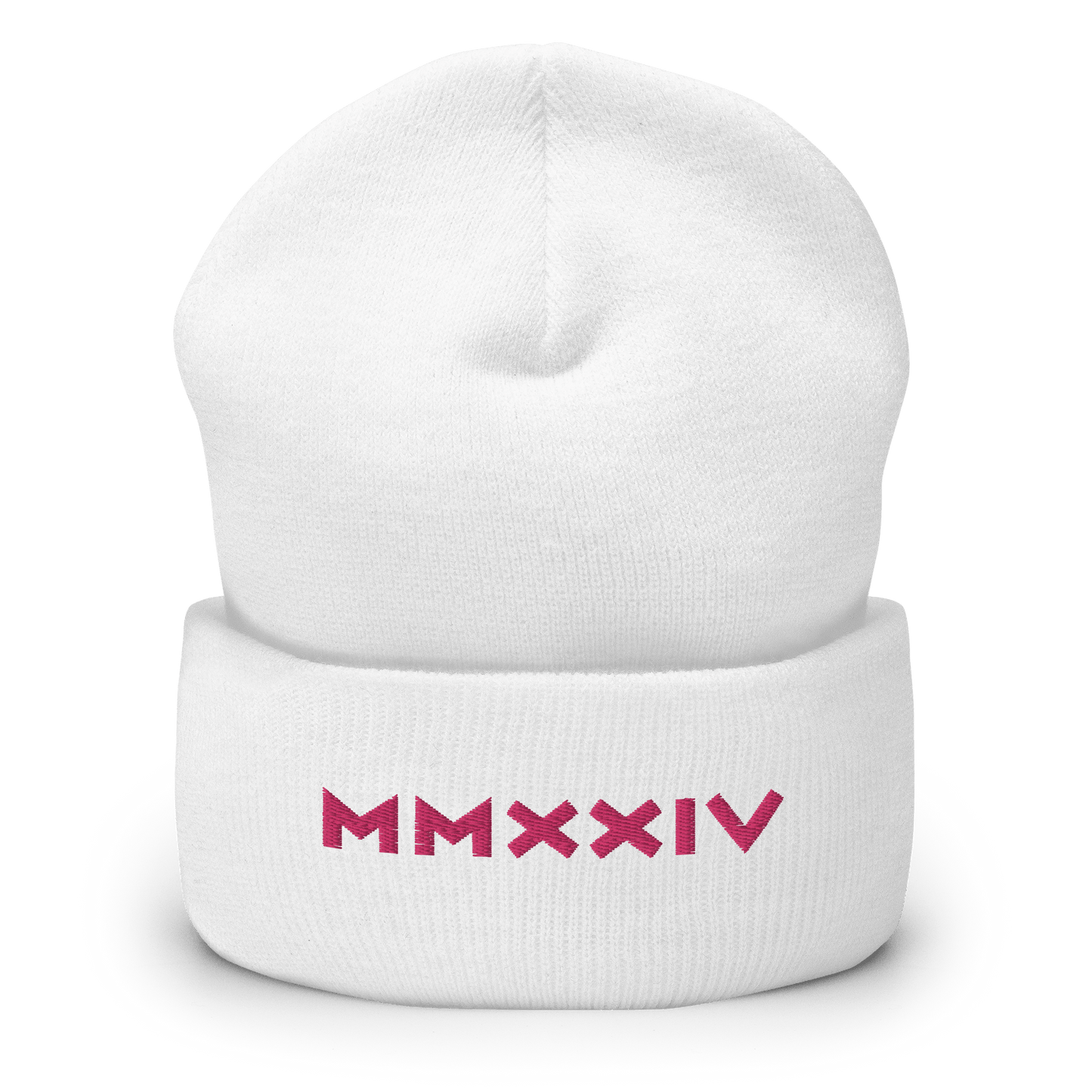 2024. MMXXIV. Cuffed Beanie with berry red embroidery on the front. - GRAFOTURE