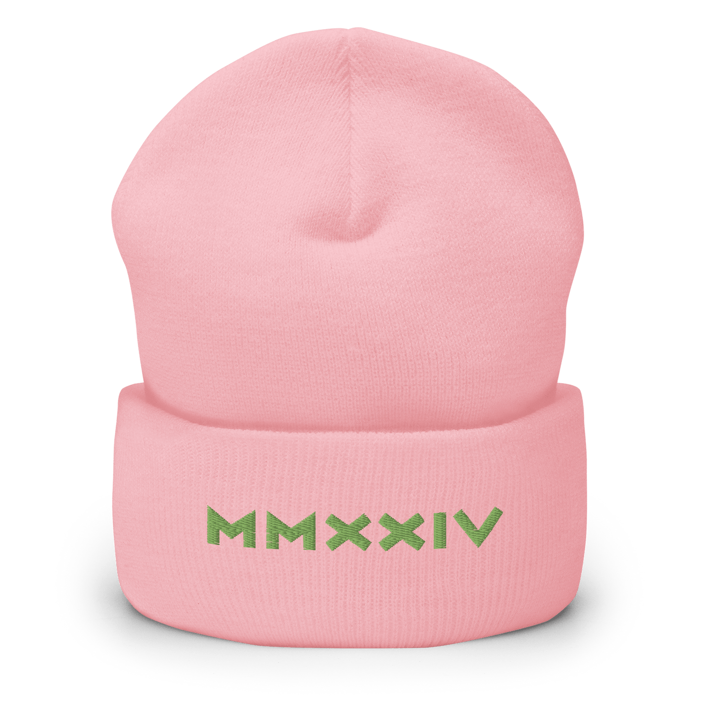 2024. MMXXIV. Cuffed Beanie with kiwi green embroidery on the front. - GRAFOTURE