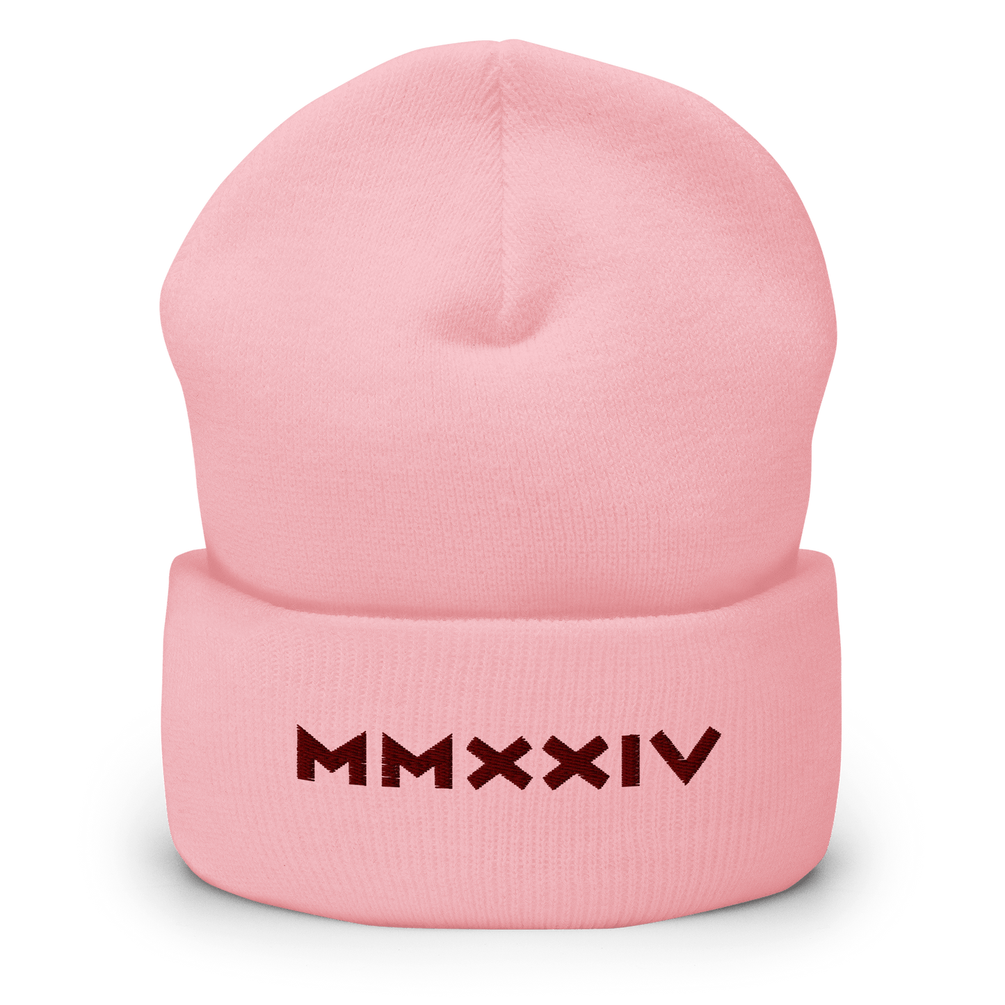 2024. MMXXIV. Cuffed Beanie with maroon embroidery on the front. - GRAFOTURE