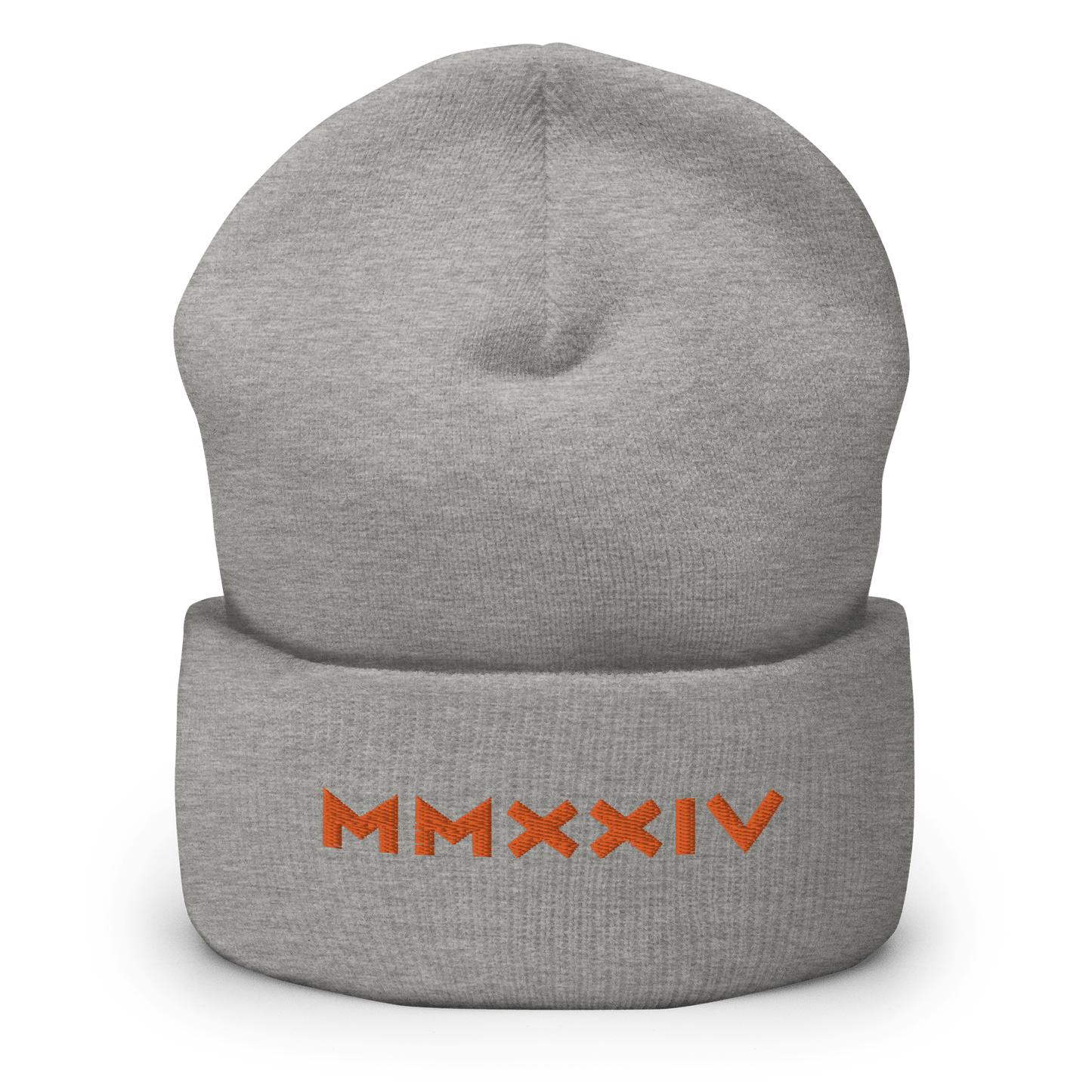 2024. MMXXIV. Cuffed Beanie with orange embroidery on the front. - GRAFOTURE