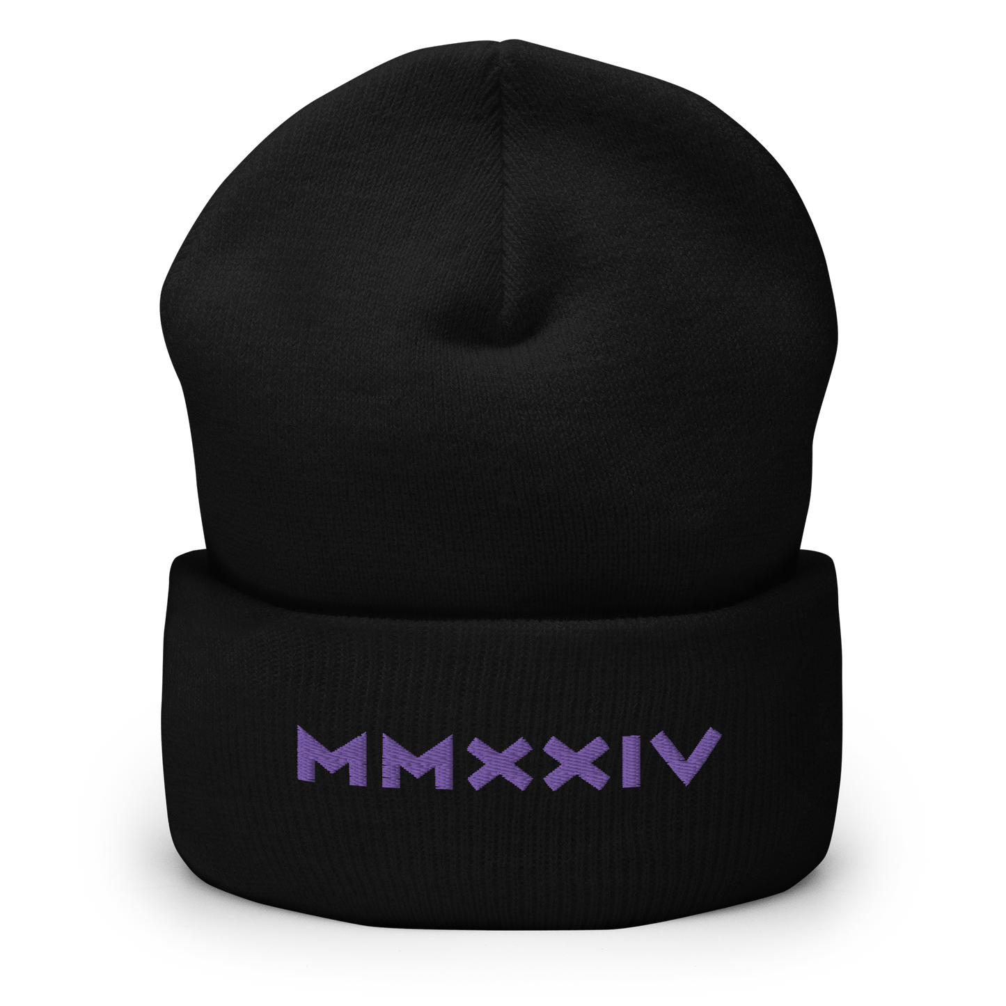 2024. MMXXIV. Cuffed Beanie with purple embroidery on the front. - GRAFOTURE