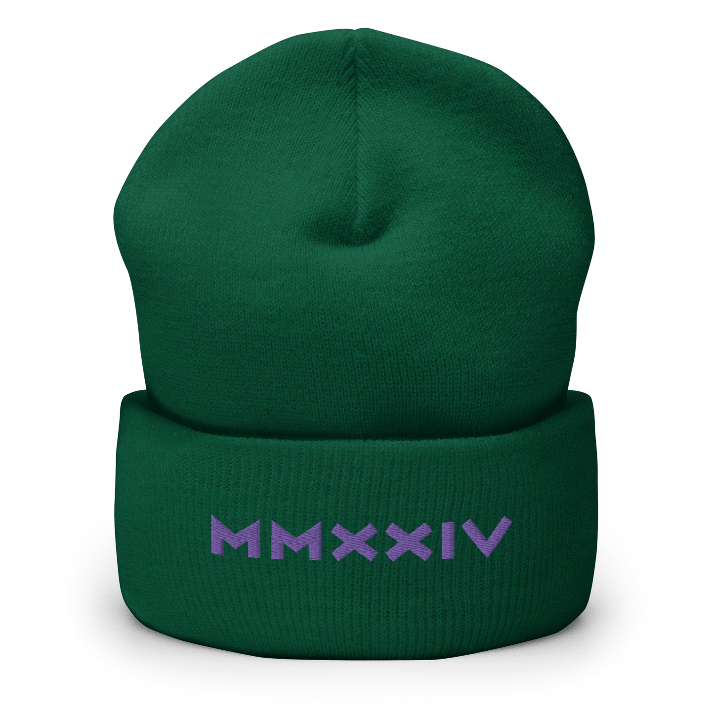 2024. MMXXIV. Cuffed Beanie with purple embroidery on the front. - GRAFOTURE