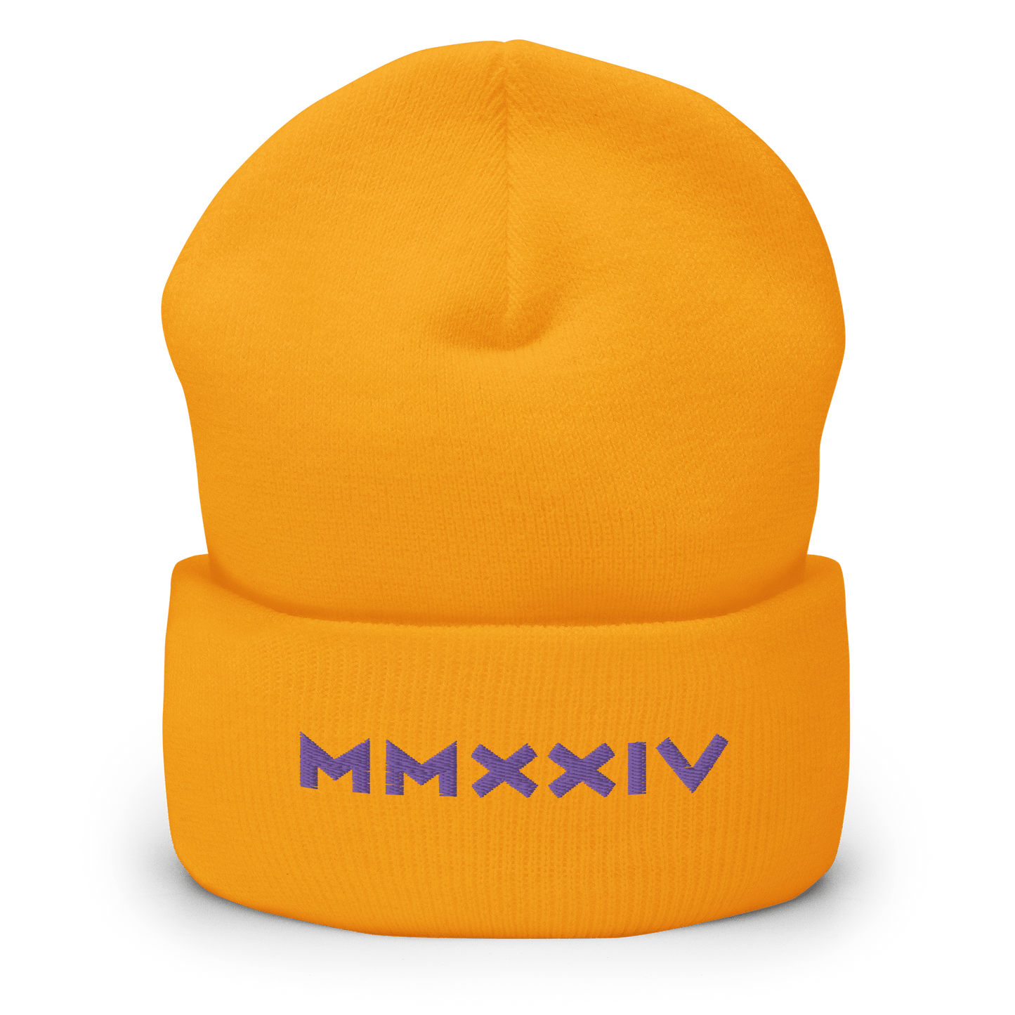 2024. MMXXIV. Cuffed Beanie with purple embroidery on the front. - GRAFOTURE