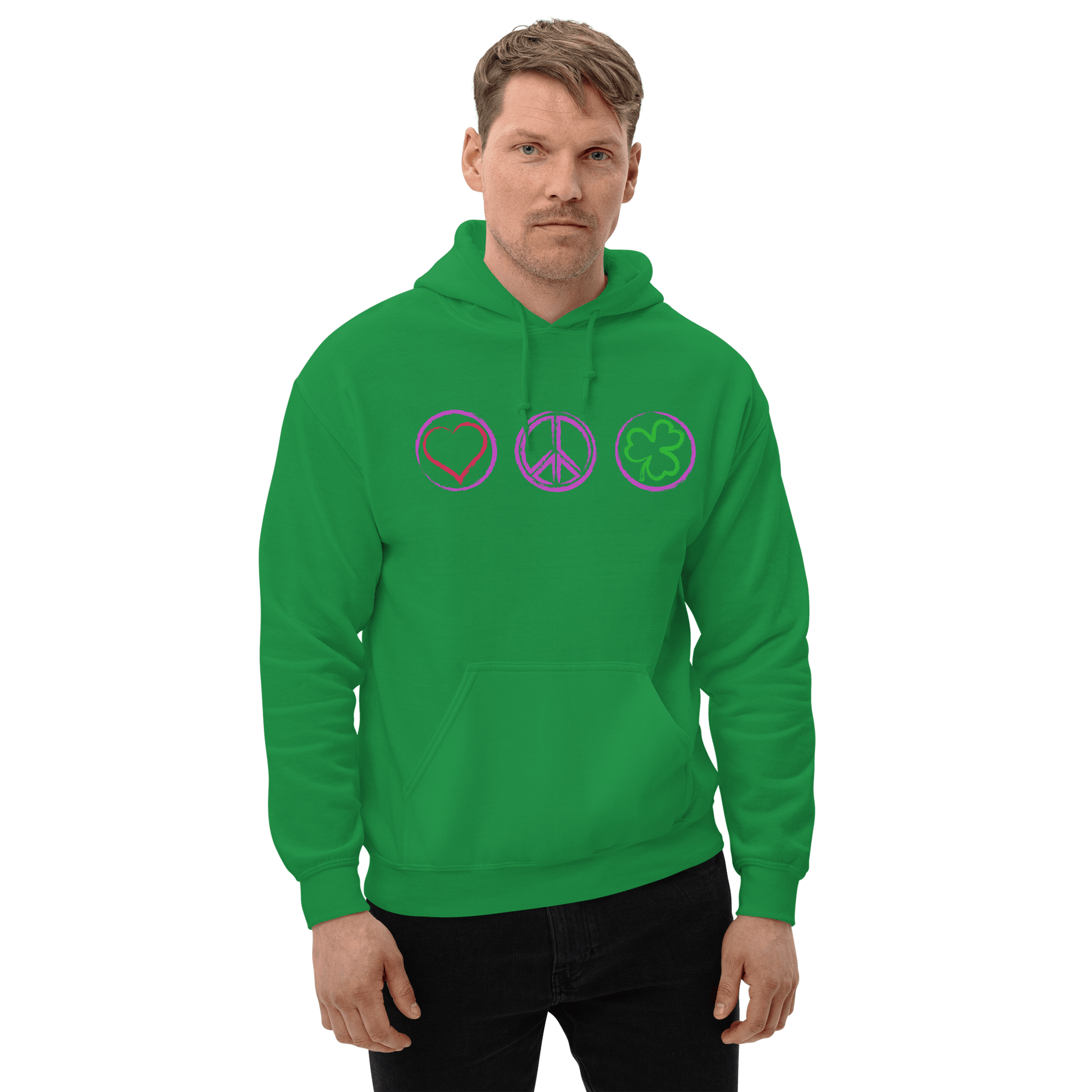 2024. Peace. Hoodie with prints on the chest and back. - GRAFOTURE