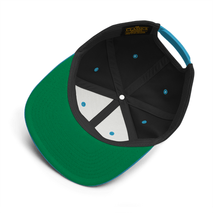 2024. Spring Edition. Embroidered Snapback Hat, Black/Aqua Blue. - GRAFOTURE