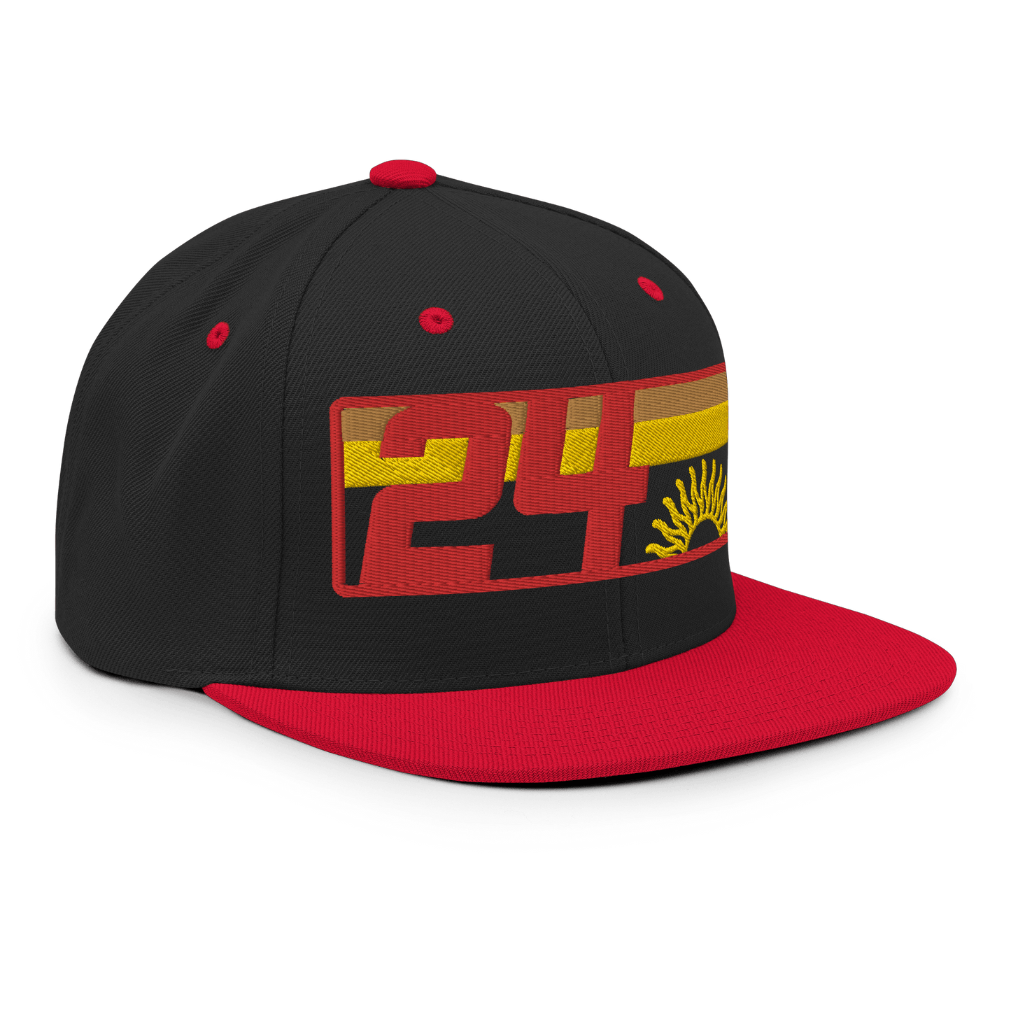 2024. Spring Edition. Embroidered Snapback Hat, Black/Red. - GRAFOTURE