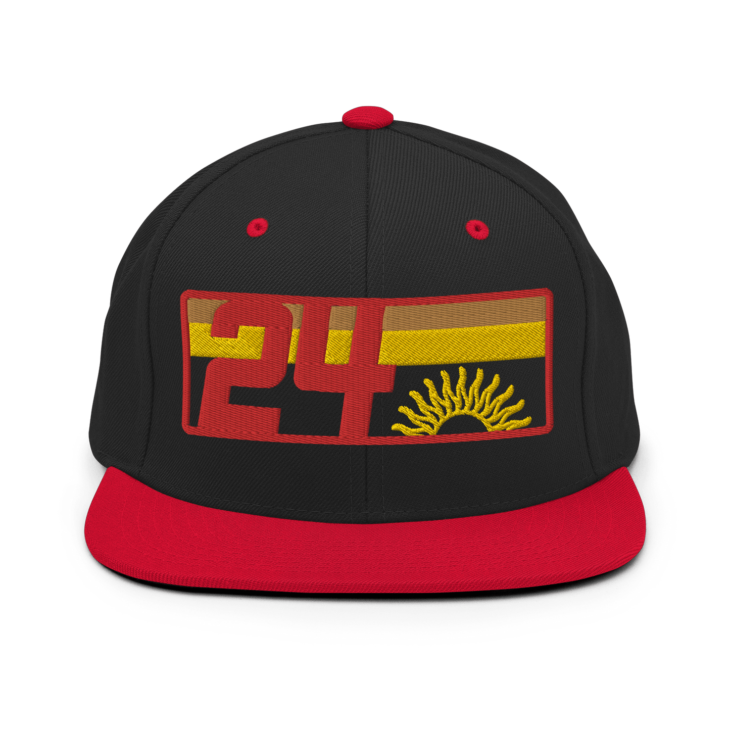 2024. Spring Edition. Embroidered Snapback Hat, Black/Red. - GRAFOTURE