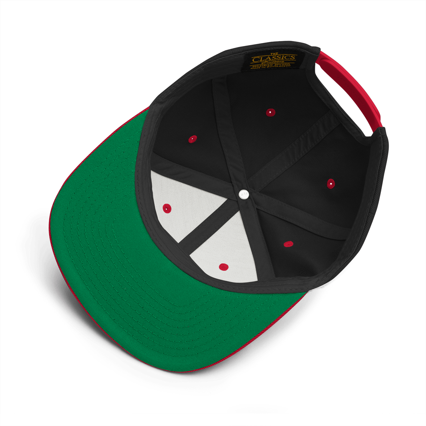 2024. Spring Edition. Embroidered Snapback Hat, Black/Red. - GRAFOTURE