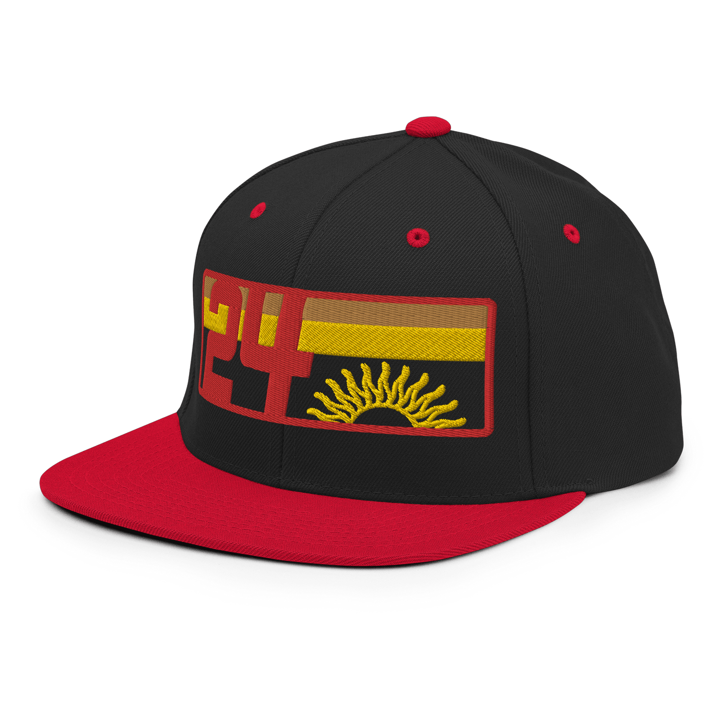 2024. Spring Edition. Embroidered Snapback Hat, Black/Red. - GRAFOTURE