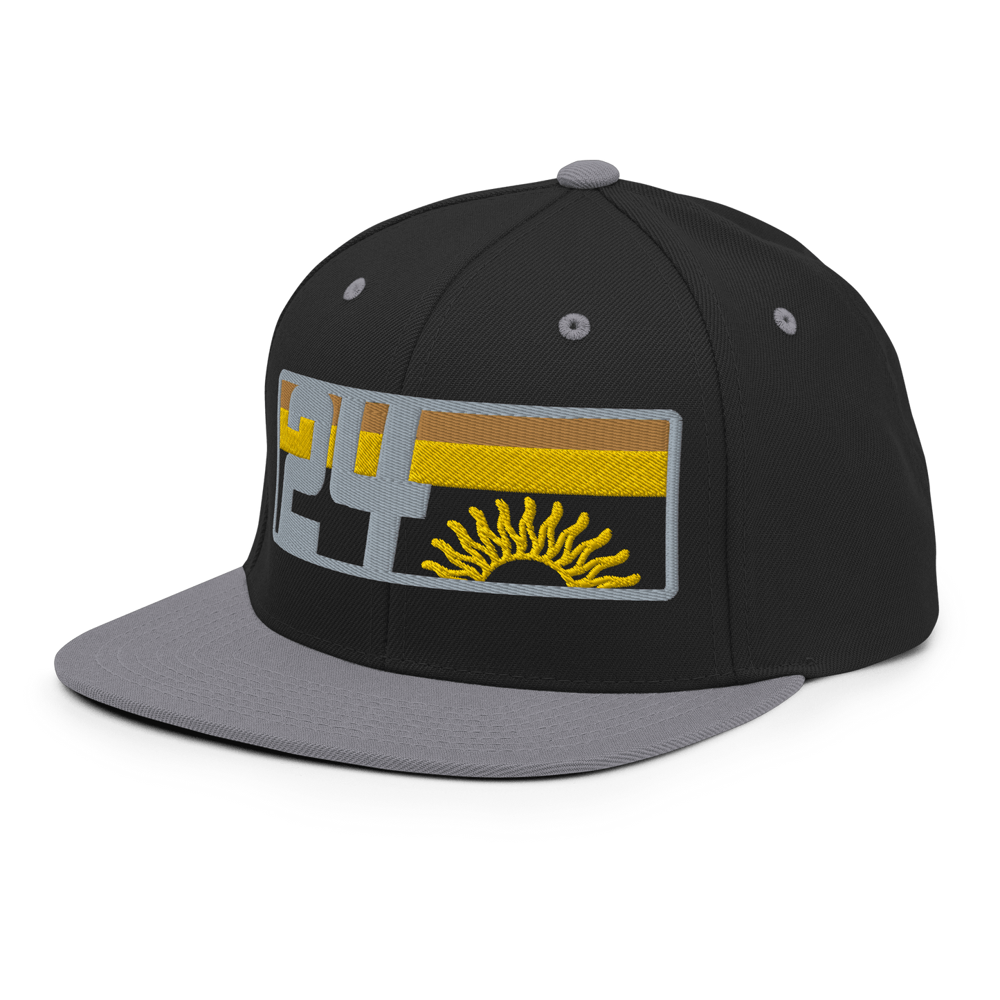 2024. Spring Edition. Embroidered Snapback Hat, Black/Silver Grey. - GRAFOTURE