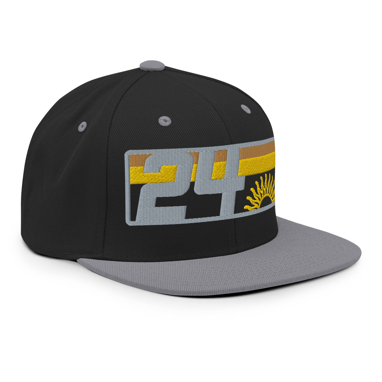 2024. Spring Edition. Embroidered Snapback Hat, Black/Silver Grey. - GRAFOTURE