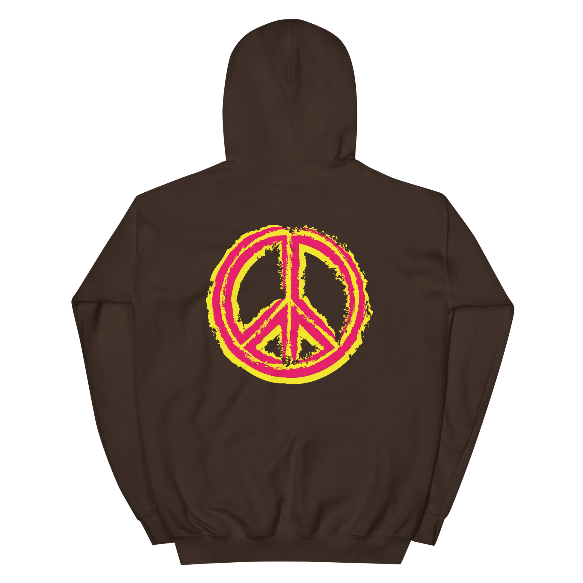 2024. Spring Edition. Graphic Peace Sign Hoodie, Dark Brown. - GRAFOTURE