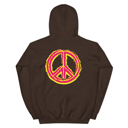 2024. Spring Edition. Graphic Peace Sign Hoodie, Dark Brown. - GRAFOTURE