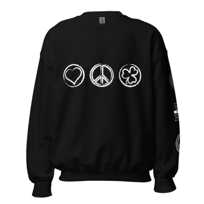 2024. The Journey. Black Sweatshirt with prints on the front and left sleeve. - GRAFOTURE