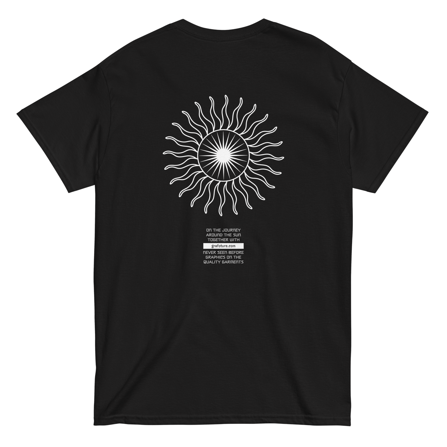 2024. The Journey. Black T-shirt with prints on the front and back. - GRAFOTURE