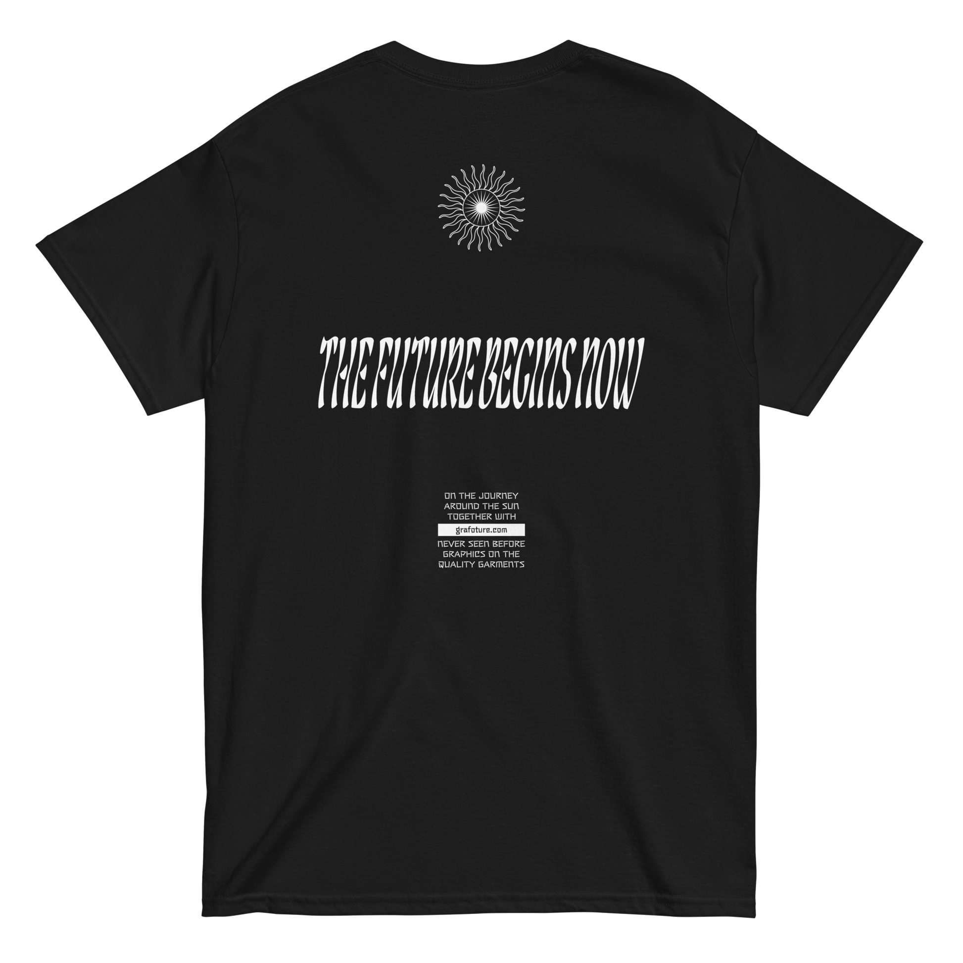 2024. The Journey. Black T-shirt with prints on the front and back. - GRAFOTURE