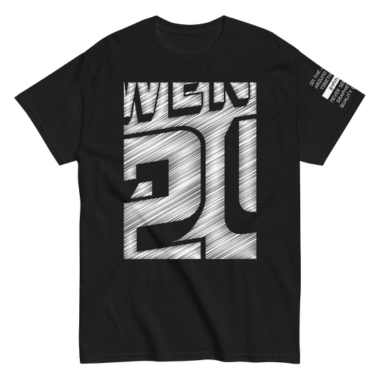 2024. The Journey. Black T-shirt with prints on the front, back and left sleeve. - GRAFOTURE