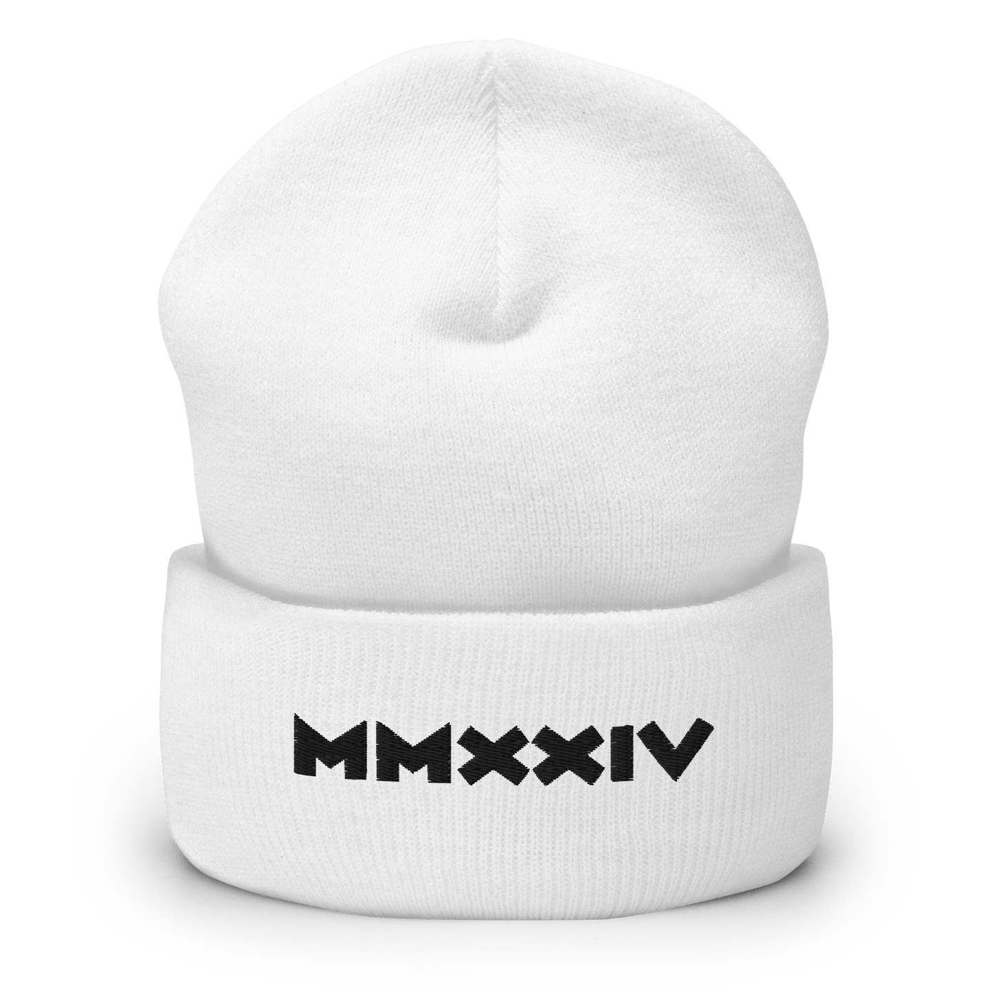 2024. The Journey. White Embroidered Cuffed Beanie. - GRAFOTURE