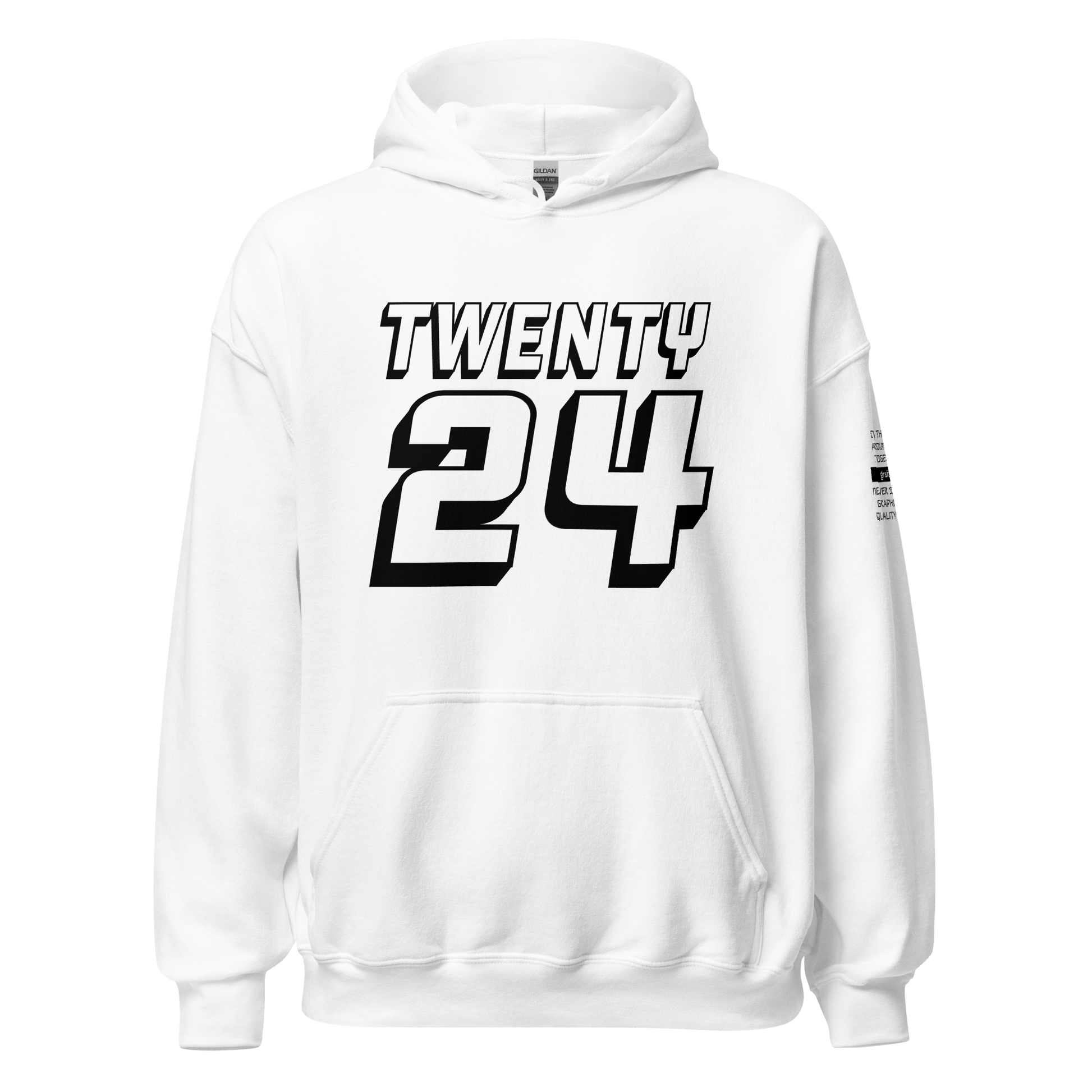 2024. The Journey. White Hoodie with prints on the front, back, and left sleeve. - GRAFOTURE