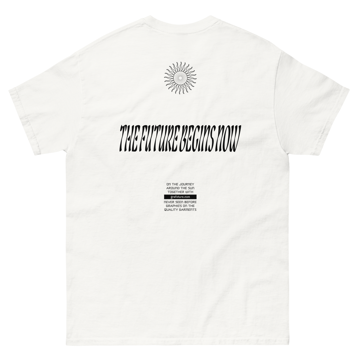 2024. The Journey. White T-shirt with prints on the front and back. - GRAFOTURE