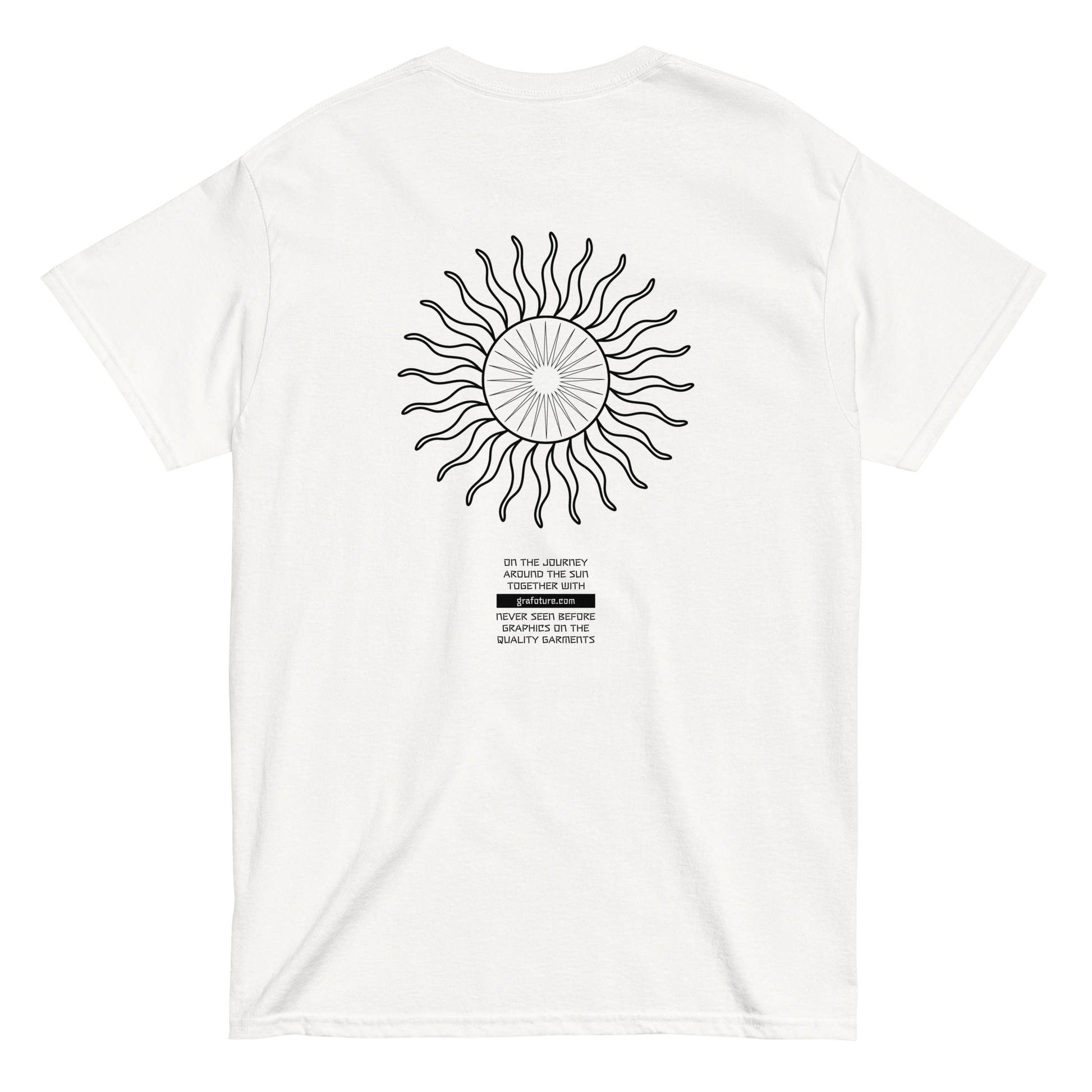 2024. The Journey. White T-shirt with prints on the front and back. - GRAFOTURE