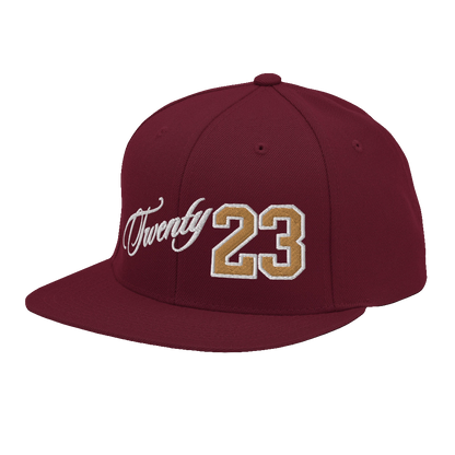 TWENTY23. #301. Embroidered Snapback Cap, Maroon.