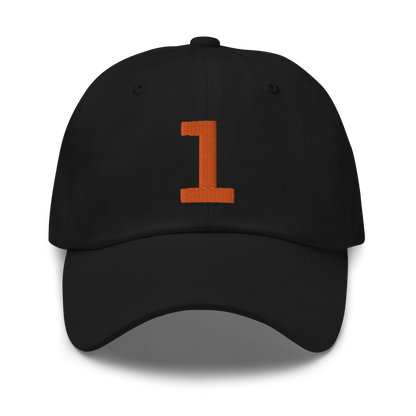 Anniversary 1. Embroidered Dad Cap, Black/Orange.