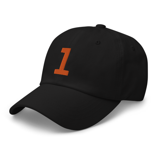 Anniversary 1. Embroidered Dad Cap, Black/Orange.