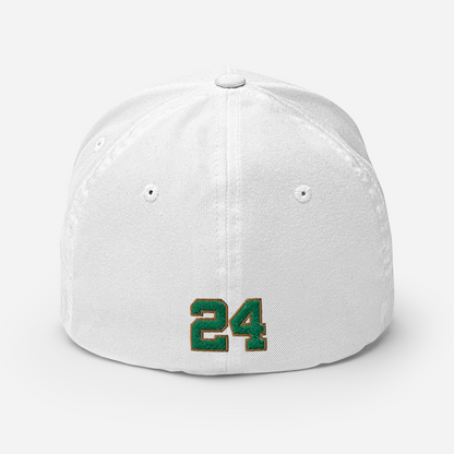 Legendary 24. Closed Back Baseball Cap, White.