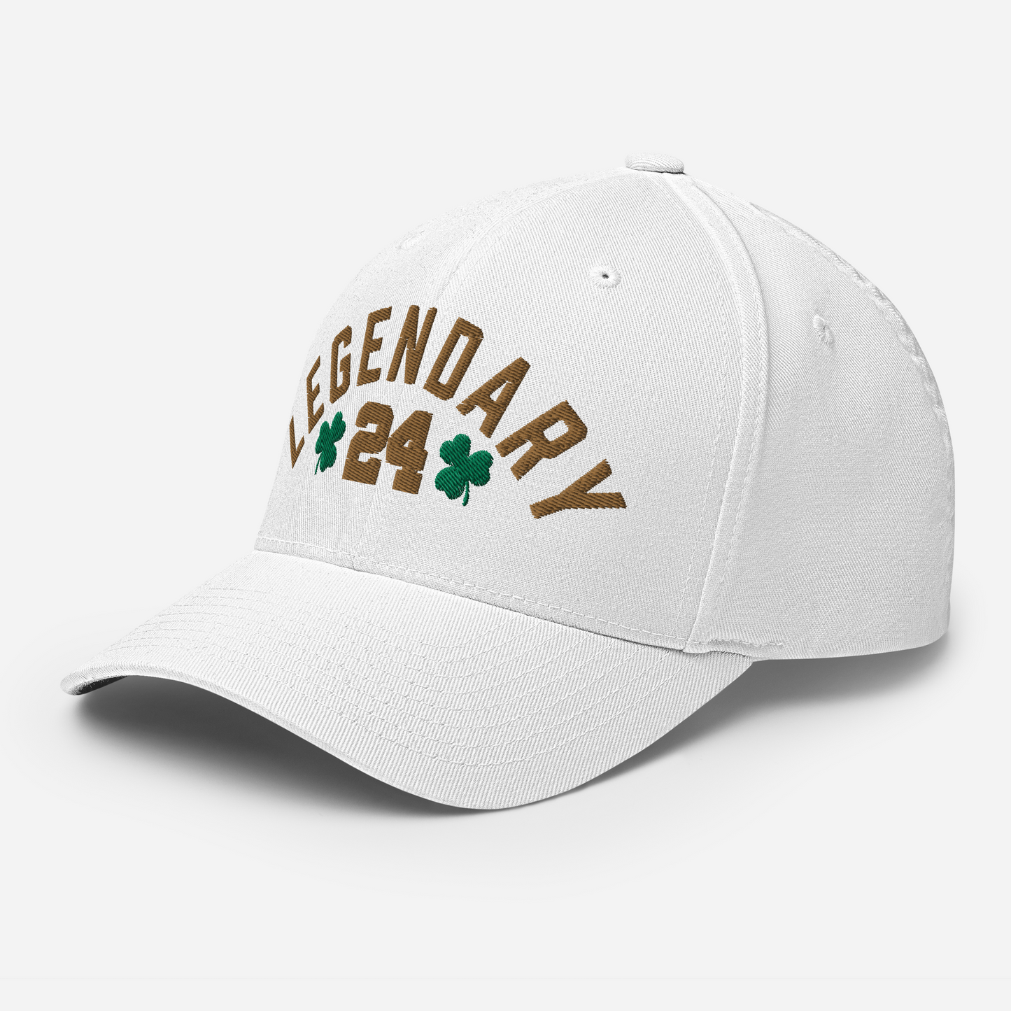 Legendary 24. Closed Back Baseball Cap, White.