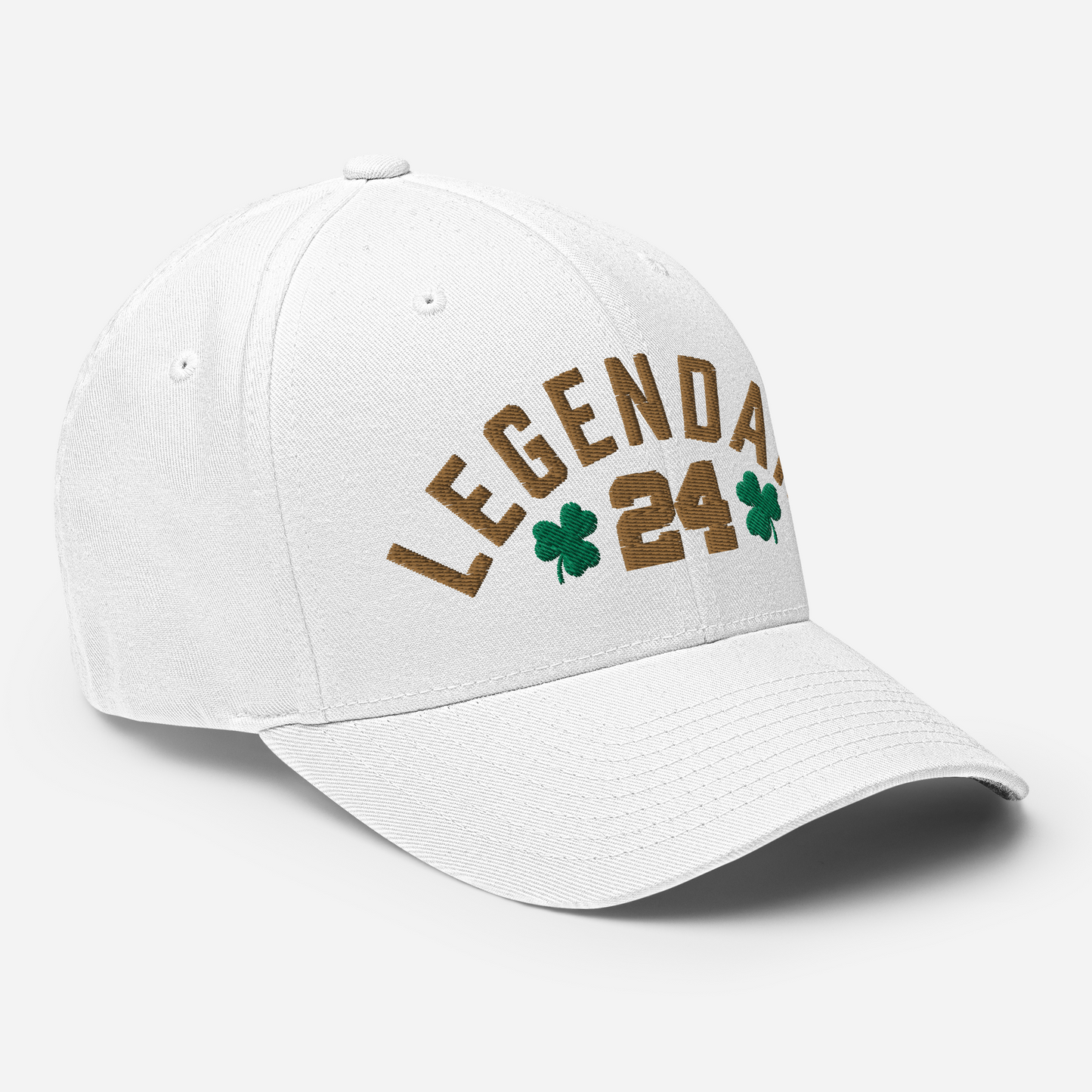 Legendary 24. Closed Back Baseball Cap, White.