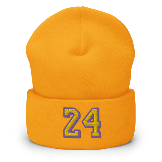 Legendary 24. Embroidered Cuffed Beanie, Golden Yellow.