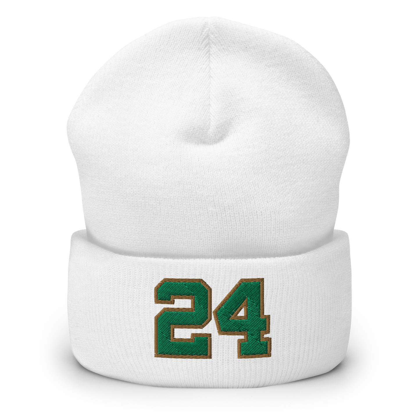 Legendary 24. Embroidered Cuffed Beanie, White.