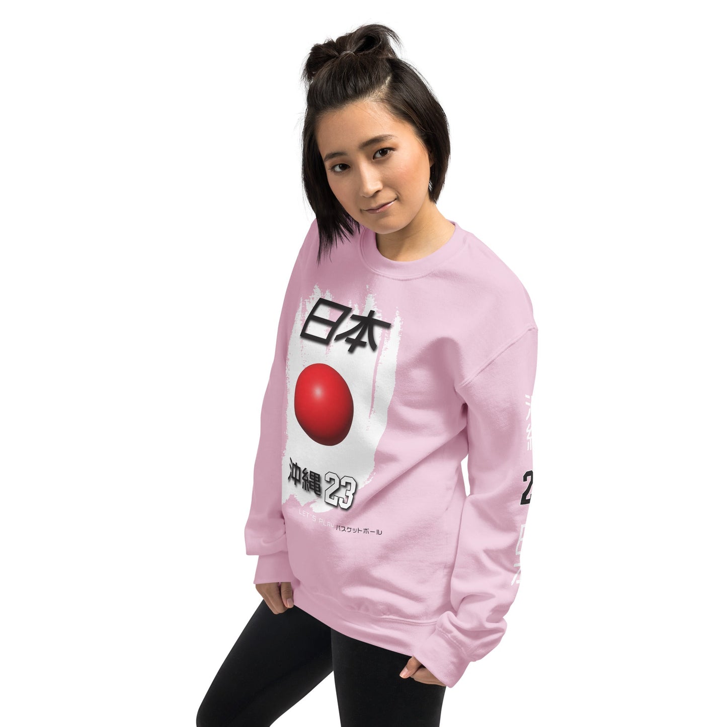 OKINAWA. #07. Pink Sweatshirt with a print on the front and left sleeve. - GRAFOTURE