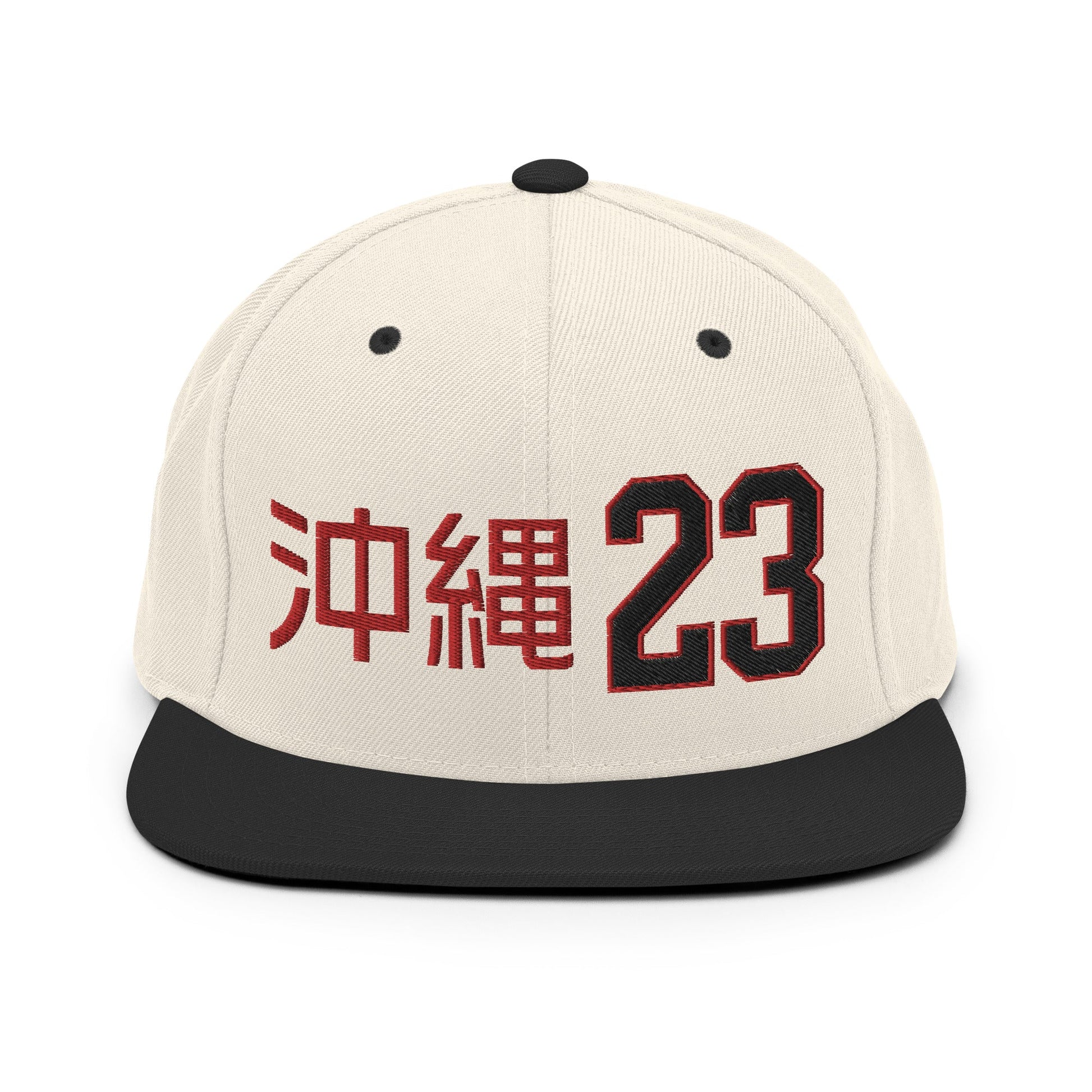 OKINAWA. #10. Embroidered Snapback Hat, Natural White/Black. - GRAFOTURE