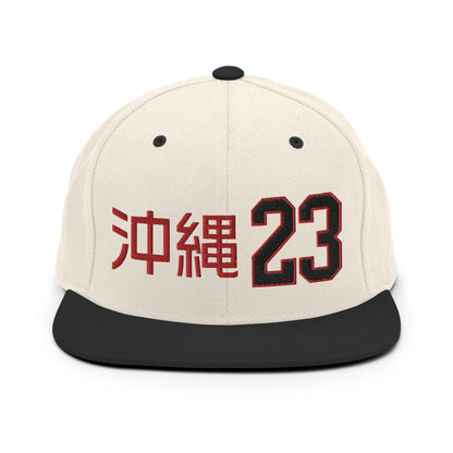 OKINAWA. #10. Embroidered Snapback Hat, Natural White/Black. - GRAFOTURE