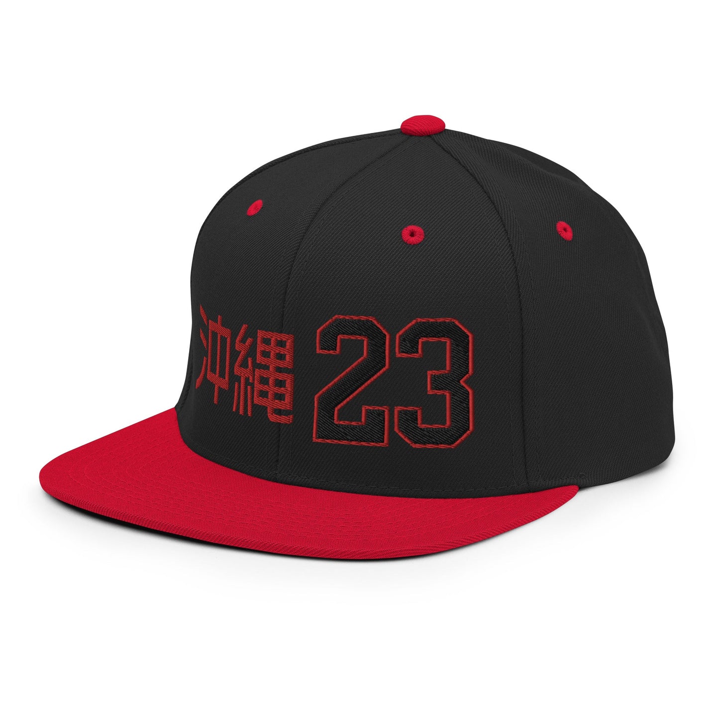 OKINAWA. #11. Embroidered Snapback Hat, Black/Red. - GRAFOTURE