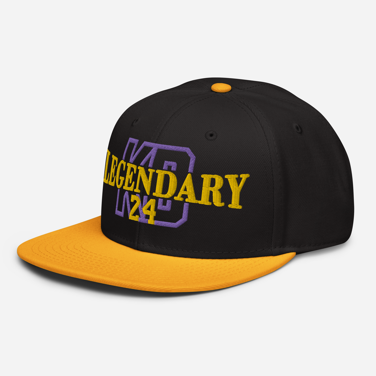 Legendary 24. Embroidered Snapback Hat, Yellow/Black.