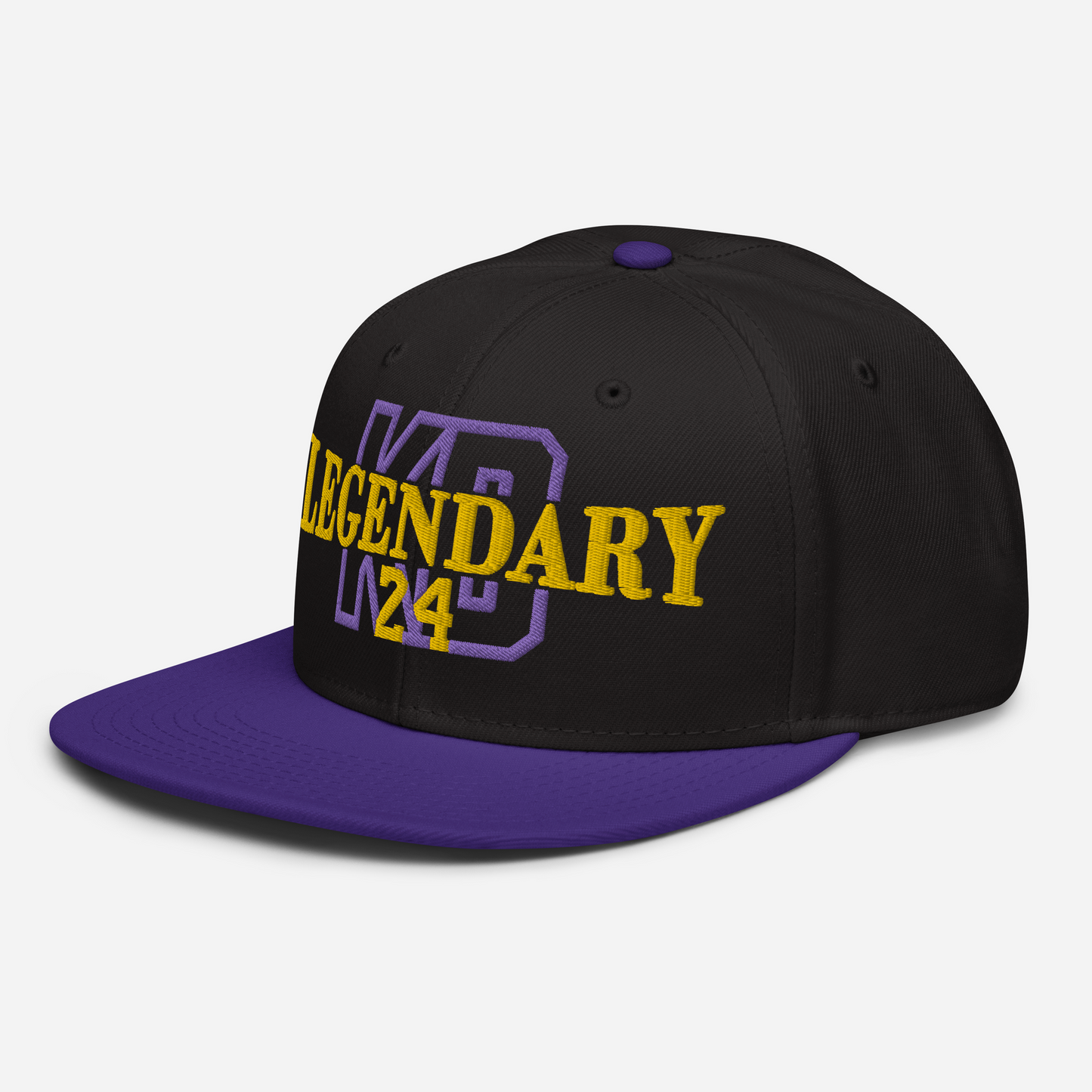 Legendary 24. Embroidered Snapback Hat, Purple/Black.