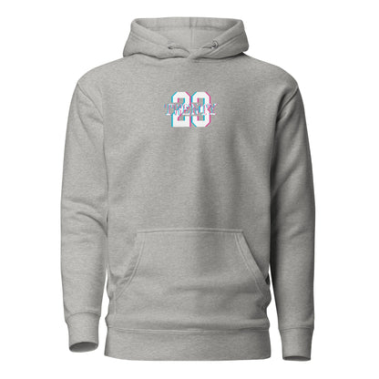 TWENTY23. #102. Carbon Grey pullover hoodie with a print on the front and back. - GRAFOTURE