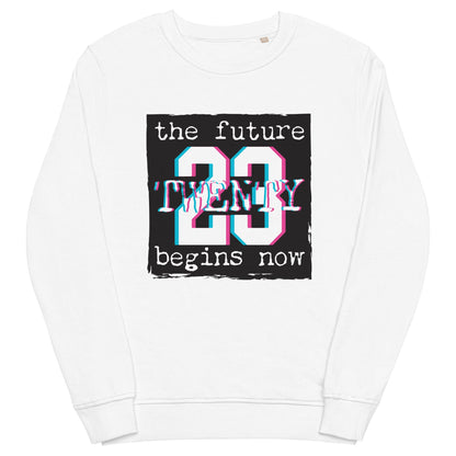 TWENTY23. #201. White, soft and cozy sweatshirt with a print on the front. - GRAFOTURE